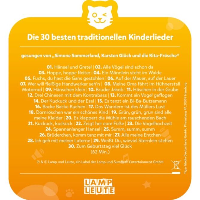 tigercard – Die 30 besten traditionellen Kinderlieder – Bild 3